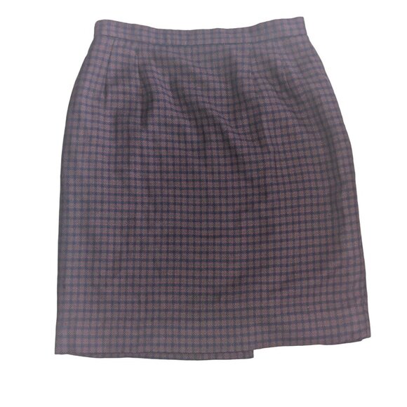 VTG Wool Plaid Pencil Skirt With Back Vent & Back Zipper SZ 6P-S Made in the USA - Picture 1 of 10
